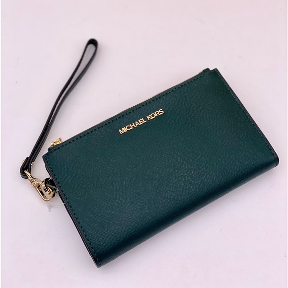 Michael Kors DoubleZip Wallet Wristlet Phone Case Racing Green - Picture 9 of 15